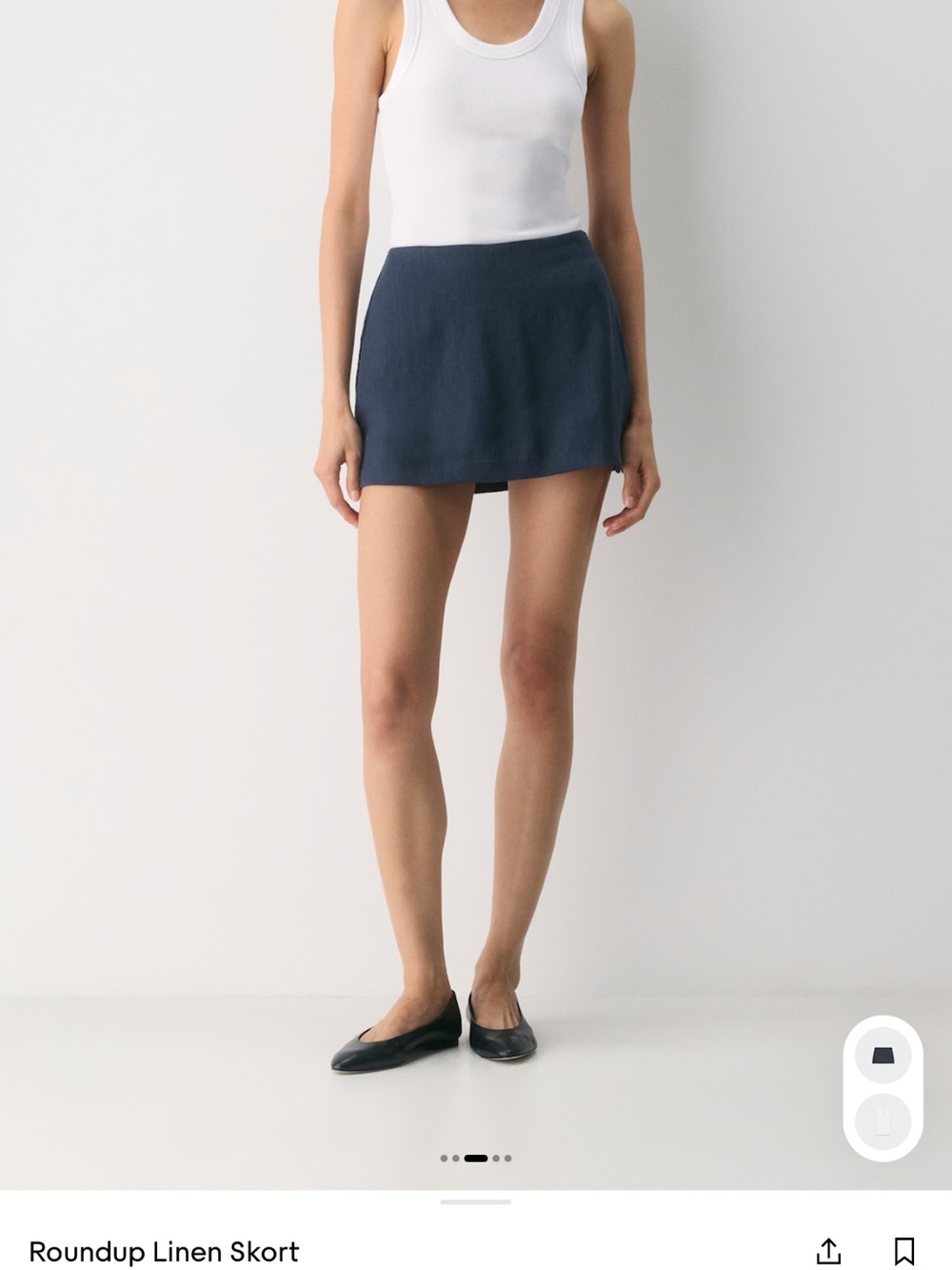 NWT Aritzia Babaton Navy (Admiral) Roundup Linen Skort - Size 6